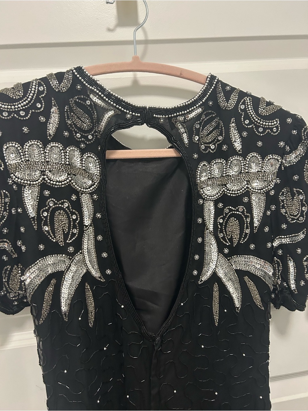 Laurence Kazar Black Dress with Silver Fringe Embellishment - Picture 9 of 9